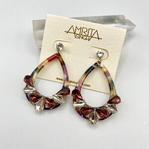 Amrita Singh Lucite Crystal Drop Statement Earrings